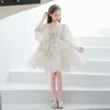 ガールドレスシャンパンチュールガールフォーマルプリンセスガウン結婚式パーティーのためのスパンコールレースフラワー