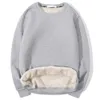 Herren-Sweatshirt mit Fleece-Futter, Pullover, Thermo-Oberteil, langärmelig, einfarbig, O-Ausschnitt, S-2XL, Größenoptionen 240104