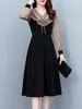 Casual Dresses Autumn Winter Long Sleeve Plus Velvet Warm Dress Women Fashion Elegant Luxury Party Night Vestido 2024 Vintage Black Robe