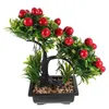 Flores decorativas Flor de imitación Bonsai pequeño Adornos en maceta falsos Escritorio para el hogar Decoración de plantas verdes 2 piezas (hierba de campana (color de loto))