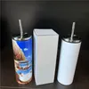 Blank Sublimation Tumbler with Metal Lid 20oz STRAIGHT tumbler Straight Cups Stainless Steel Insulated CUPS Beer Coffee Mugs LT744