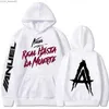 Men's Sweaters Autumn Fleece Men's Hoodies Anuel AA Real Hasta La Muerte Print Sweatshirts Streetwear Rapper Loose Pullover Casual Hooded TopsL231113