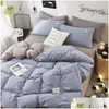 Bedding Sets Home Textile Solid Color Duvet Er Pillow Case Bed Sheet Ab Side Quilt Boy Kid Teen Girl Linens Set King Queen Drop Deli Dhtbn