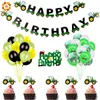 Decoração de festa 1set Farm Tractor Veículo Papel Palhas Bolo Toppers para Menino Temático Feliz Aniversário Suprimentos