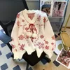 Women's Sweaters Autumn Winter Christmas Snowflake Sweater For Women V-neck Lace-up Pullovers Vintage Pull Femme Loose Chic Tops Jumpers