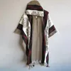 Vår vintage etnisk tryckning tröja poncho män hoodie pullover stickad outwear streetwear lös mantel mode cape 240103