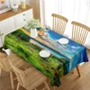 Nappe de table en forme de paysage imperméable rectangulaire pour maison, vue imprenable sur la campagne, idéale pour les fêtes, les dîners de vacances, les mariages