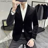 Erkekler Suits Blazers Otomatik Velvet Gelinlik Mens Blazer Ceket Moda Sıradan Takım Kıyafet Sahne DJ Erkekler İş Blazers Homme Q230103