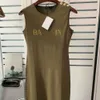 jurk dames designer rok damesmode effen kleur goud letterprint grafisch pakket hippe jurken casual slanke mouwloze trui met ronde hals sexy lange jurken