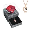 Nouvelle mode pendentif collier Rose bijoux boîte-cadeau préservé Rose collier ensemble mariage cadeau de noël 240104