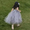 Vestidos da menina elegante princesa tule vestido crianças flor sem mangas para festa de natal primeira comunhão vestido de baile