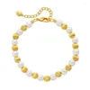 Strand Ccgood Natural Shell Pearl Bracelet dla kobiet złoto Plane 18 K Wysokiej jakości minimalistyczna biżuteria Bransoletka Pulseras Mujer