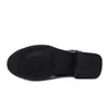 Sandali AIYUQI Donna Hollow Summer Vera Pelle Mesh Punta aperta Taglia grande 35-43 Tacco basso Donna Nero