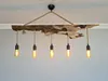 Acenda de iluminação rústica para ilha de cozinha, luz de teto de madeira de madeira