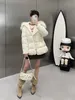 2024 Autumn Winter Women's White Duck Down Parkas Jackets Fur Dragkedja Hooded Woman's Slim Short Coats MKW24004