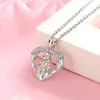 Mamma kramade två barn Baby Pendant Chain 925 Sterling Silver Heart Angel Wings Rose Gold Necklace For Women's Mors dagsmycken 240103