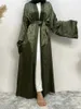 Vêtements ethniques Dernières Abaya Satin Kimono Femme musulmane Robes Turquie Kaftan Islam Manches longues Dubaï Modestie Robe Marocaine Caftan