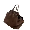 Vintage Frosted Suede Underarm Shoulder Bag stor kapacitet Lyxig design Soft Boston Tote Rerto Brown Matte Pu Leather Handbag 240104