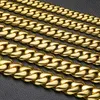 High Quality 18K Yellow Gold Plated 12/14/16mm/18mm20mm 18-24inch Stainless Steel Cuban Chain Necklace Links for Men Women Jewelry