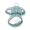 Hund Harness Lash Suit Vest Shining Diamonds Justerbar mjuk mocka Tyg Bow Pet Collar Harnesses For Dogs Products 240103