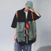 Męskie koszulki Arens Hip Hop Zagrażliwy ładunek Mężczyźni Krótki rękaw guziki w górę Koszulka HARAJUKU Patchwork Vintage Streetwear Safari Style