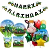 Decoração de festa 1set Farm Tractor Veículo Papel Palhas Bolo Toppers para Menino Temático Feliz Aniversário Suprimentos