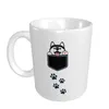 Muggar Mark Cup Mug Siberian Husky i Pocket Söt valphundälskare Kappkläder Kaffete Mjölkvatten Travel för kontorshem