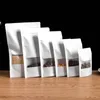 100 st/set tätbara påsar Vit Kraft Paper Bag Stand Up Pick Pouch Återställbar matförpackningsväska med fönster CQGWQ