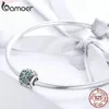 Collane Bamoer Authentic Sterling Sier Shamrock Fiore Verde Perline di cristallo Fascino Fit Bracciale con ciondoli Collana Creazione di gioielli Scc964