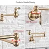 Brushed Gold Kitchen Faucet Wall Mount Bathroom Basin Faucet Cold Water Washing Tap Rotate Folding Spout Brass Vanity Sink Crane 240103