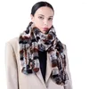 Scarves 2024 Women Luxury Fur Shawl Scarf Winter Natural Real Fashion Ponchos Wool Knitting