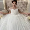 Flicka klänningar vit blomma tyll puffy för bröllopsfest applikationer bollklänning barn första nattvards klänningar