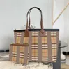 Borsa tote London di grandi dimensioni in tela doppia di moda Borsa da spiaggia scozzese di lusso Borsa shopper per weekend Borse da viaggio con pochette a tracolla