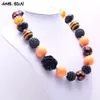 Necklaces MHS.SUN 2pcs/lot Orange/Black Halloween Kids Chunky Bubblegum Necklace Girl Children Bead Necklace Jewelry Festival Gifts