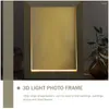 Frames gloeien PO frame metalen afbeelding houder kleine tafellamp 3d licht houten bureaublad LED