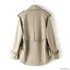 Abrigos de trinchera para mujer Cortavientos corto Mujeres Primavera Otoño Moda Khaki Pink Black Coat Flojo Femenino Ropa exterior de doble botonadura