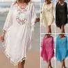 Damskie stroje kąpielowe Kobiety na ramię luźna plaża Smock swobodny wakacje seksowny styl wycięty sukienka Tassel Summer Sunshade Cloth