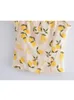 Camis Yenkye 2022 Fashion Women Vintage Lemon Print Camisole Sexig ärmlösa damer Summer Chiffon Crop Top