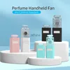 Electric Fans Portable Quiet Handheld Sweet Fragrance Fan USB Rechargeable Retractable Air Conditioner Fans Perfume Look Electric Ventilator YQ240104