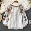 Teelynn Boho Blouse Cotton Cotton Floral Blouses Tassel Long Lantern Sleve Lourded Hippie Tops Blouse and Shirt T200321