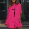 Bluza Capris Ustaw kobiety Sexy Off Pullover Top Lose Twopiece garnitur Lady 2022 Summer Casual Shorts Suits