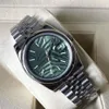 Herrenuhren mit glatter Lünette, grünes Blatt-Zifferblatt, Stahl, 41 mm, Saphirglas, automatische mechanische Uhr, Edelstahl 292G