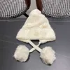 Mulheres designer gorro luxo malha/crânio bonés moda malha cabido chapéu cashmere proteção de orelha withpompom chapéu grosso quente ao ar livre boné