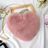 Пушистая персиково-розовая сумка с имитацией кроличьего волоса, милая сумка в форме сердца, модная сумка через плечо Love Bolsas Femininas, плюшевая сумка через плечо 240104
