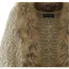 Vrouwen Vest Trui Dikke Poncho Capes Herfst Winter Femme gebreide Vleermuis Mouw Bontkraag Wol Gebreide Lange 240104