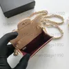 Borsa classica a catena in pelle di pecora Borsa per rossetto con patta in pelle piena Borsa per monete Portafoglio in pelle di mucca caviale per portafoglio corto da donna 11 * 7 cm Vieni con scatola