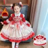 Kinder Prinzessin Mädchen chinesischen Stil bestickt Hanfu 2023 Winter samt verdickt Lolita Kleid