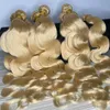 Hochwertiges peruanisches malaysisches indisches Haar 613 Blonde Körperwelle gewellte Haarverlängerungen 3 Bundles Heißer Verkauf 100 % rohes reines Remy-Echthaar