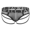 Underbyxor Mens Mens Seugh Mesh Pouch Briefs Sexig sissy underkläder brevtryck midjeband bandbutar underkläder klubbkläder