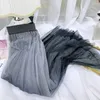 Skirts High Waist Mesh Tulle Skirt 2024 Fashion Women Clothing Glitter Gradient Pleated Midi Long Womens Summer Jupe Faldas